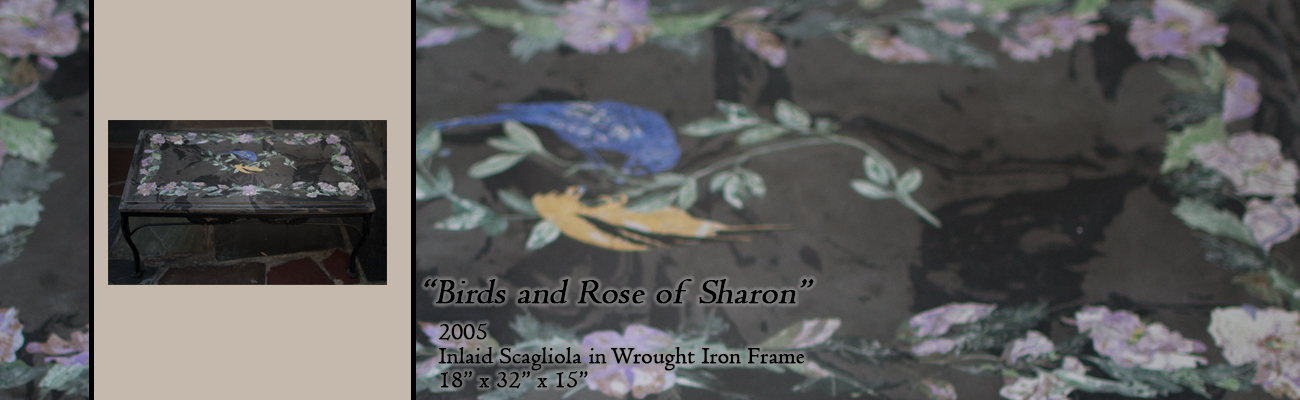 Scagliola Table: Birds and Rose of Sharon