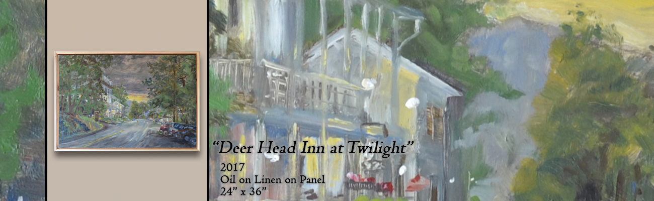 Oil Painting, Deer Head Inn at Twilight 